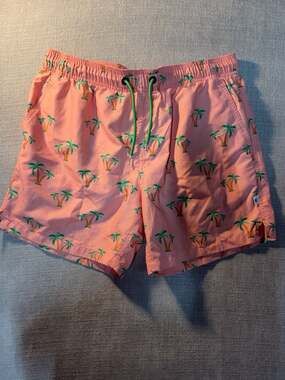 Bondi Beamers Palm Tree Print Swim Trunks Size M